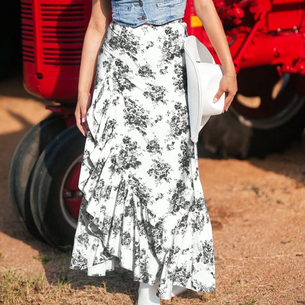 Black Bohemian Women's Sky Floral Maxi Dress